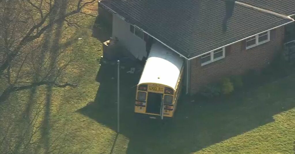 School Bus Crashes Into House in North Caldwell, New Jersey